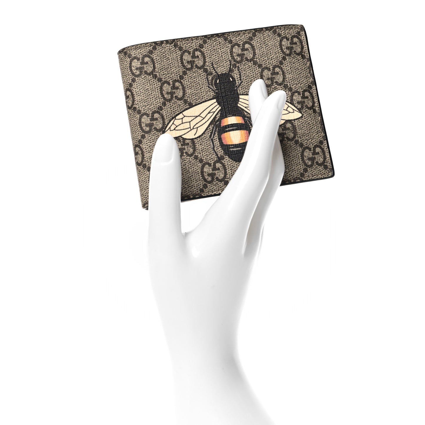 GG Supreme Monogram Bee Bi-Fold Wallet Beige