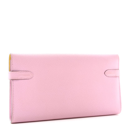 Hermes Epsom Verso Kelly Longue Wallet Mauve Sylvestre Jaune De Naples 3 of 10