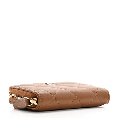 Chanel Lambskin Quilted Zip Around Coin Purse Wallet Brown 4 of 10