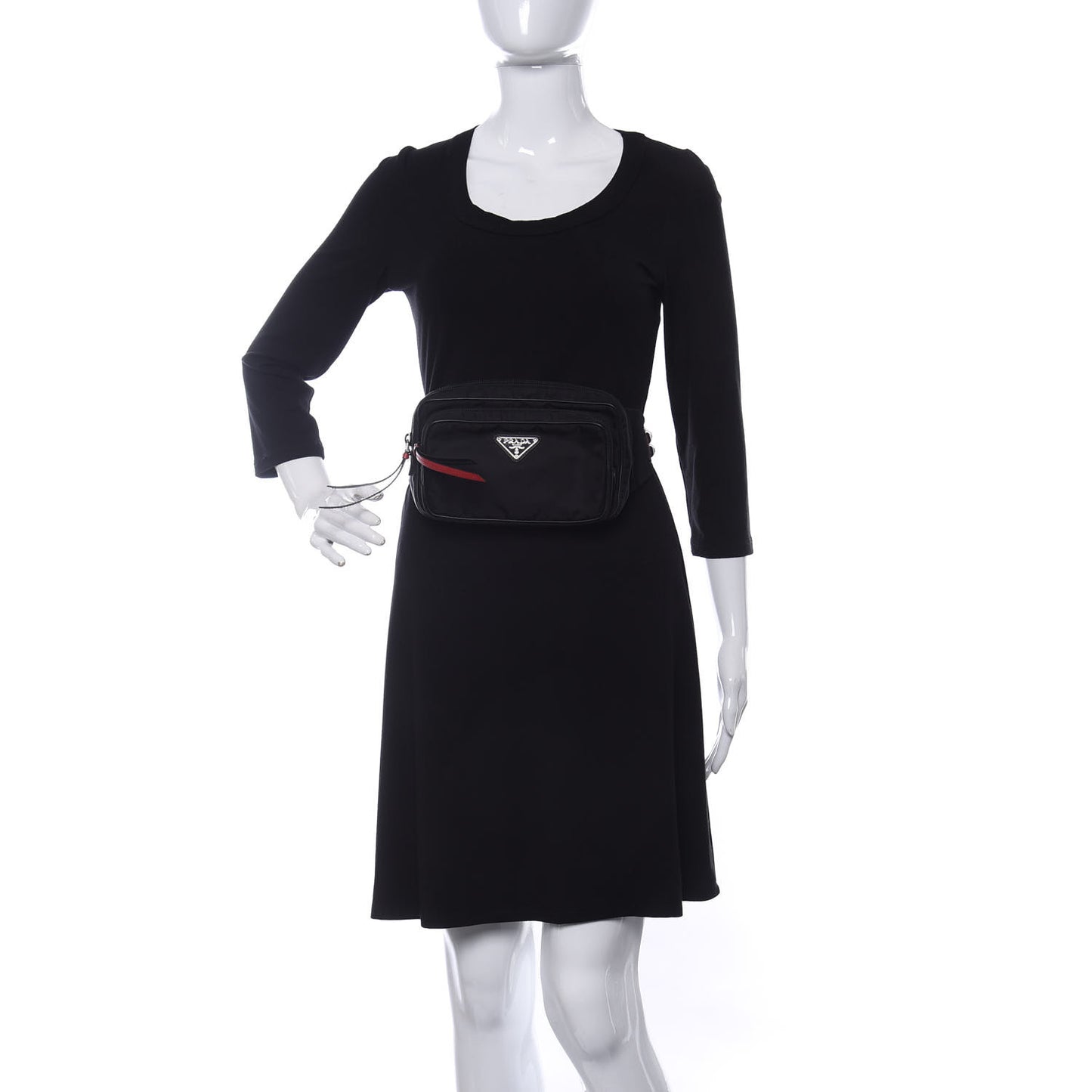 Tessuto Nylon Calfskin Studded Belt Bag Black