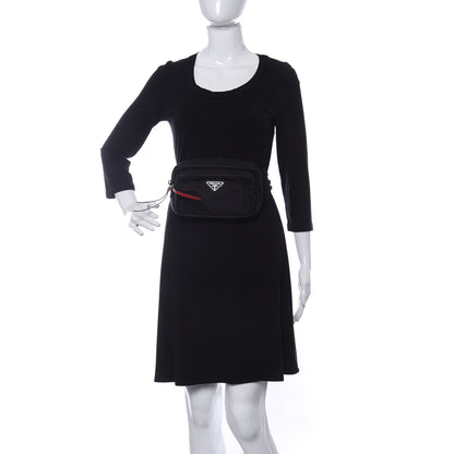 Prada Tessuto Nylon Calfskin Studded Belt Bag Black 2 of 9