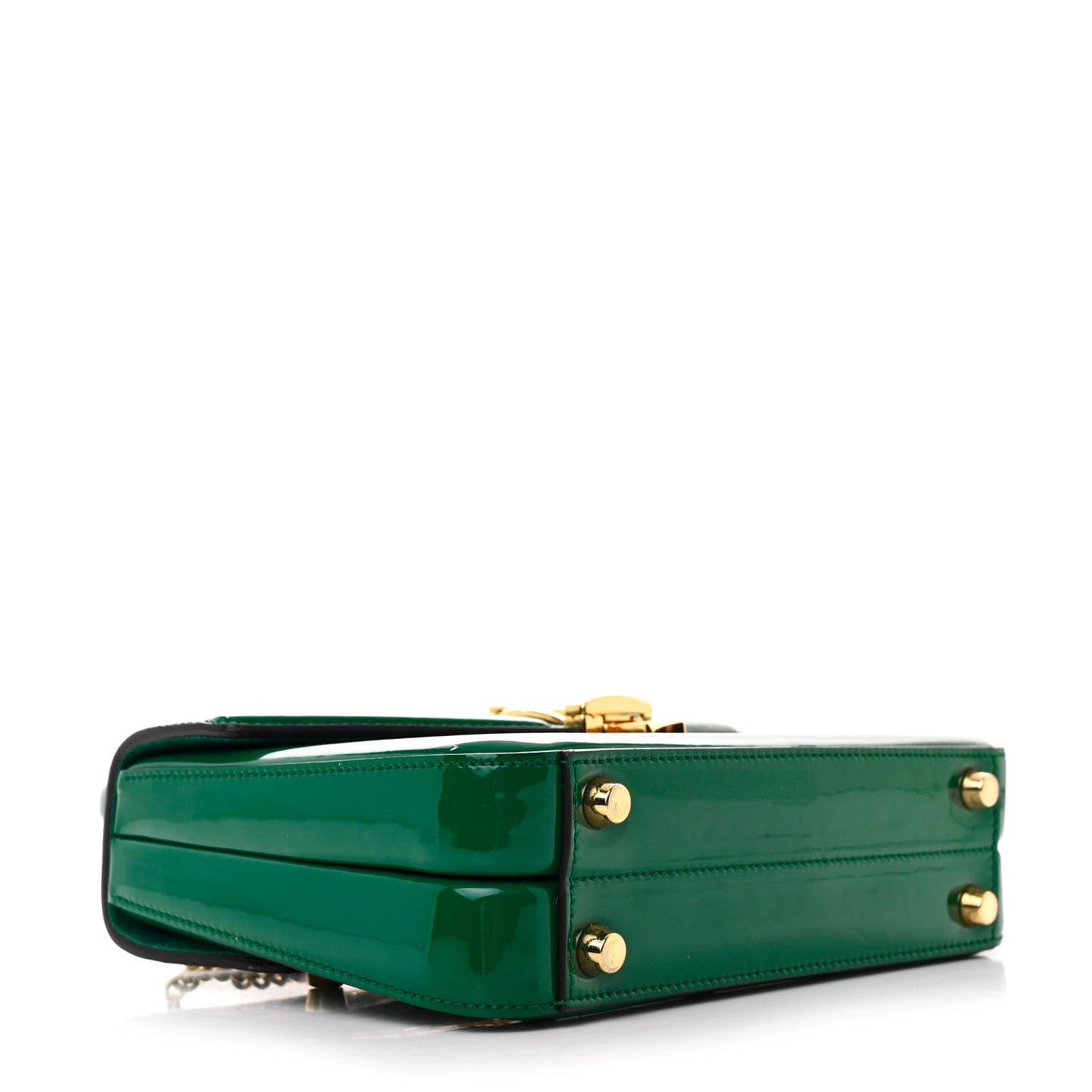 Mousse Top Patent Small Sylvie 1969 Top Handle Bag Emerald