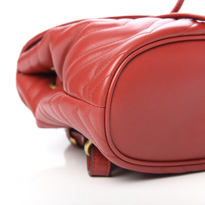 Gucci Calfskin Matelasse GG Marmont Flap Backpack Hibiscus Red 8 of 9