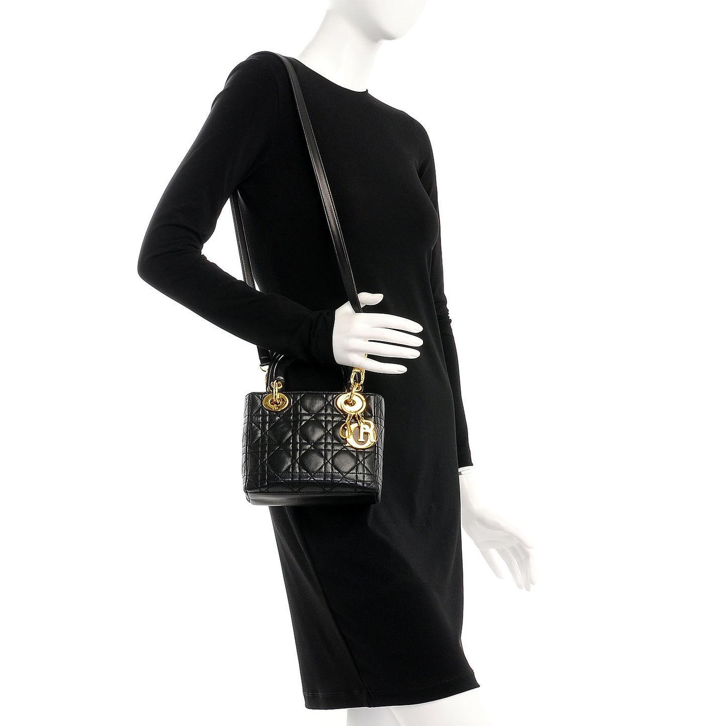 Lambskin Cannage Mini Lady Dior Black
