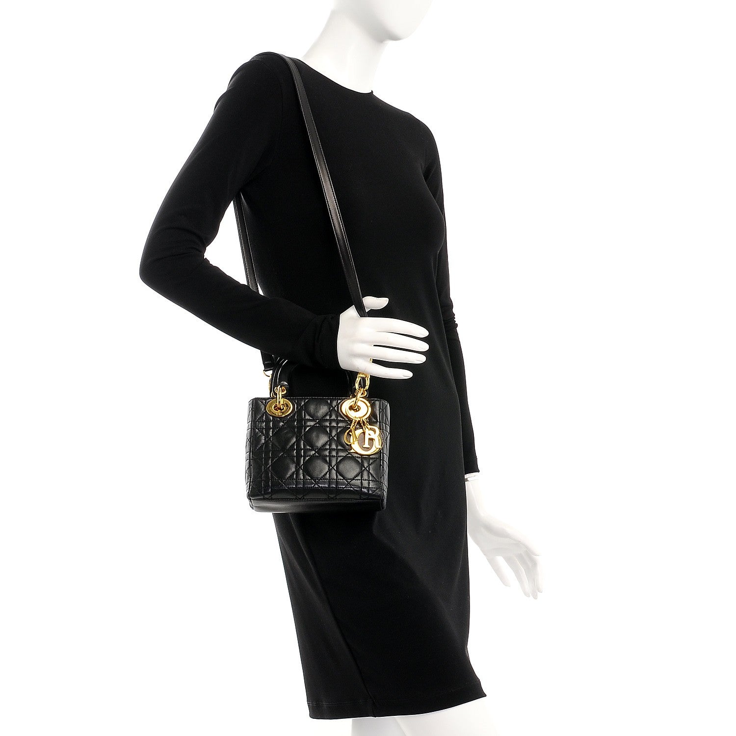 Christian Dior Lambskin Cannage Mini Lady Dior Black 2 of 8