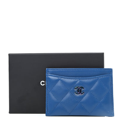 Chanel Lambskin Quilted Card Holder Blue Pink 9 of 9