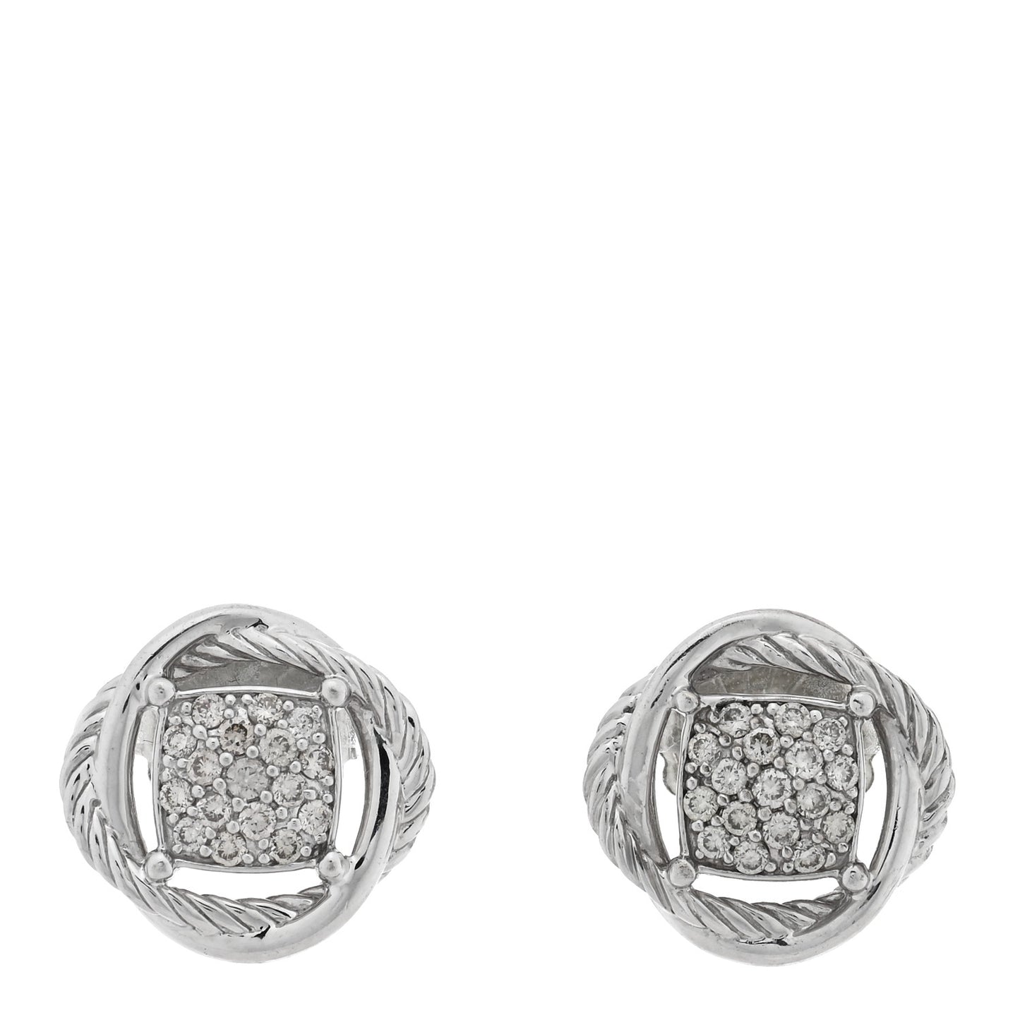 Sterling Silver Diamond 13mm Infinity Earrings