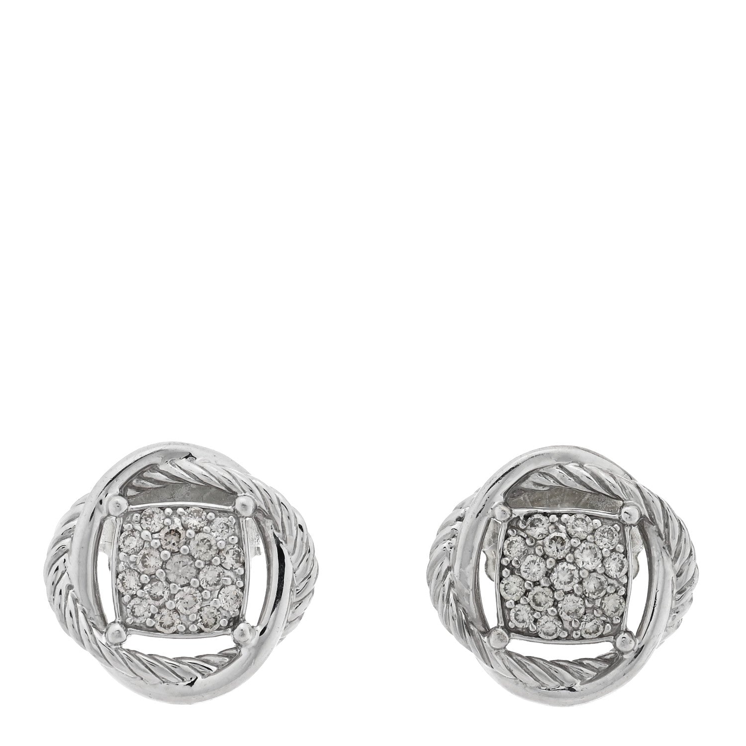 David Yurman Sterling Silver Diamond 13mm Infinity Earrings 1 of 4