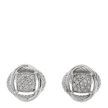 David Yurman Sterling Silver Diamond 13mm Infinity Earrings 1 of 4