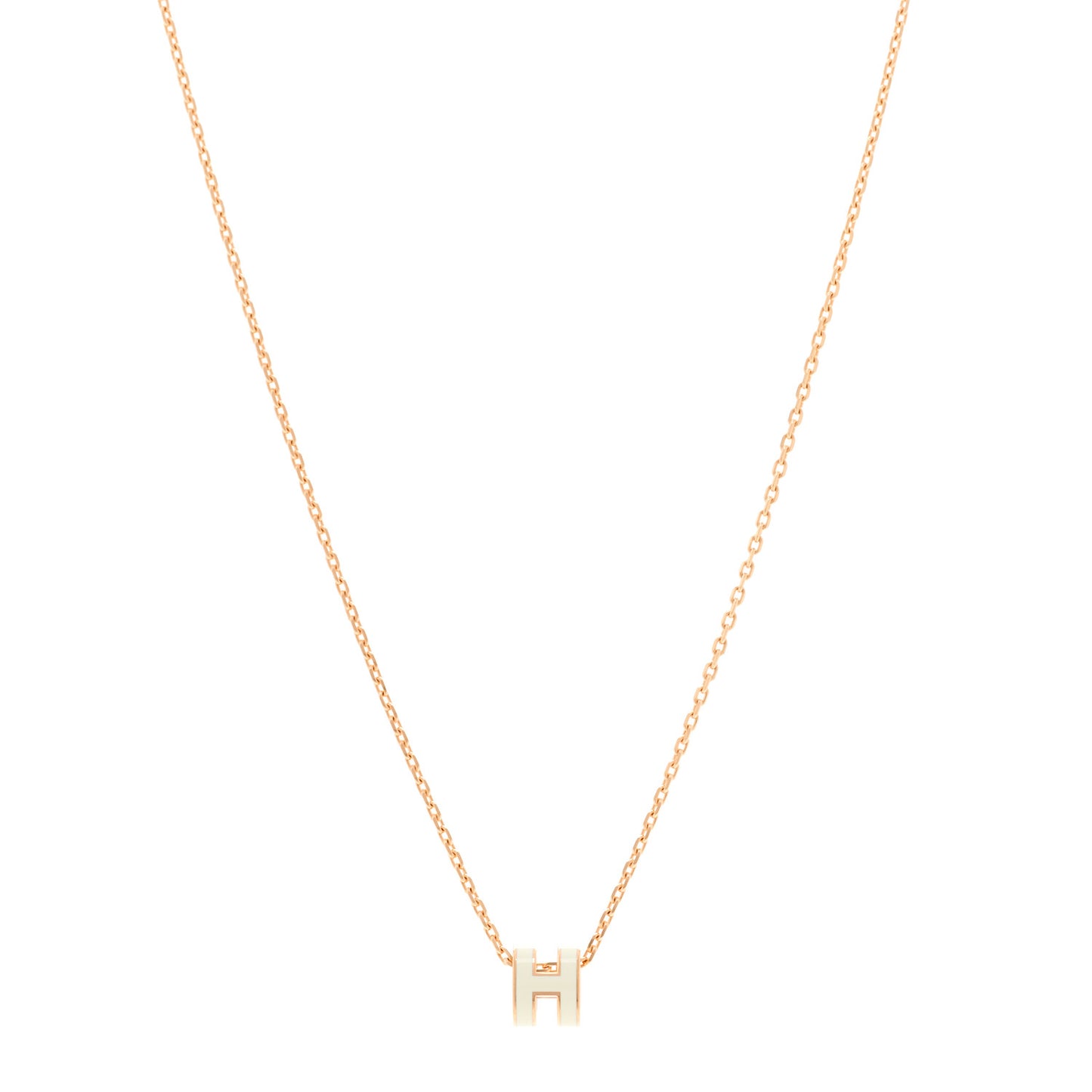 Lacquered Rose Gold Mini Pop H Pendant Necklace White