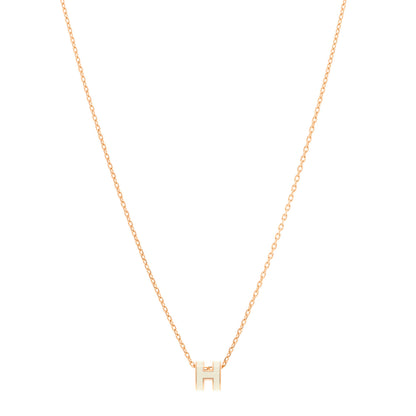 Hermes Lacquered Rose Gold Mini Pop H Pendant Necklace White 1 of 7