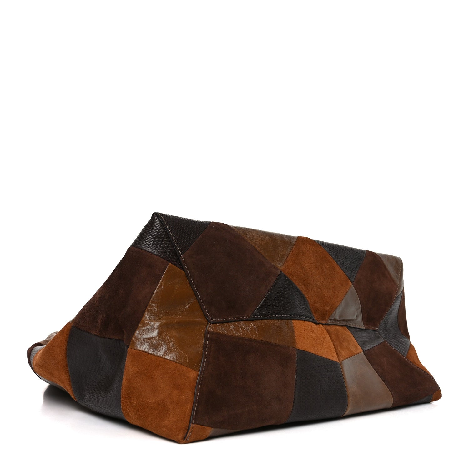Marc Jacobs Calfskin Suede Patchwork The Sack Bag Brown Multicolor 4 of 9