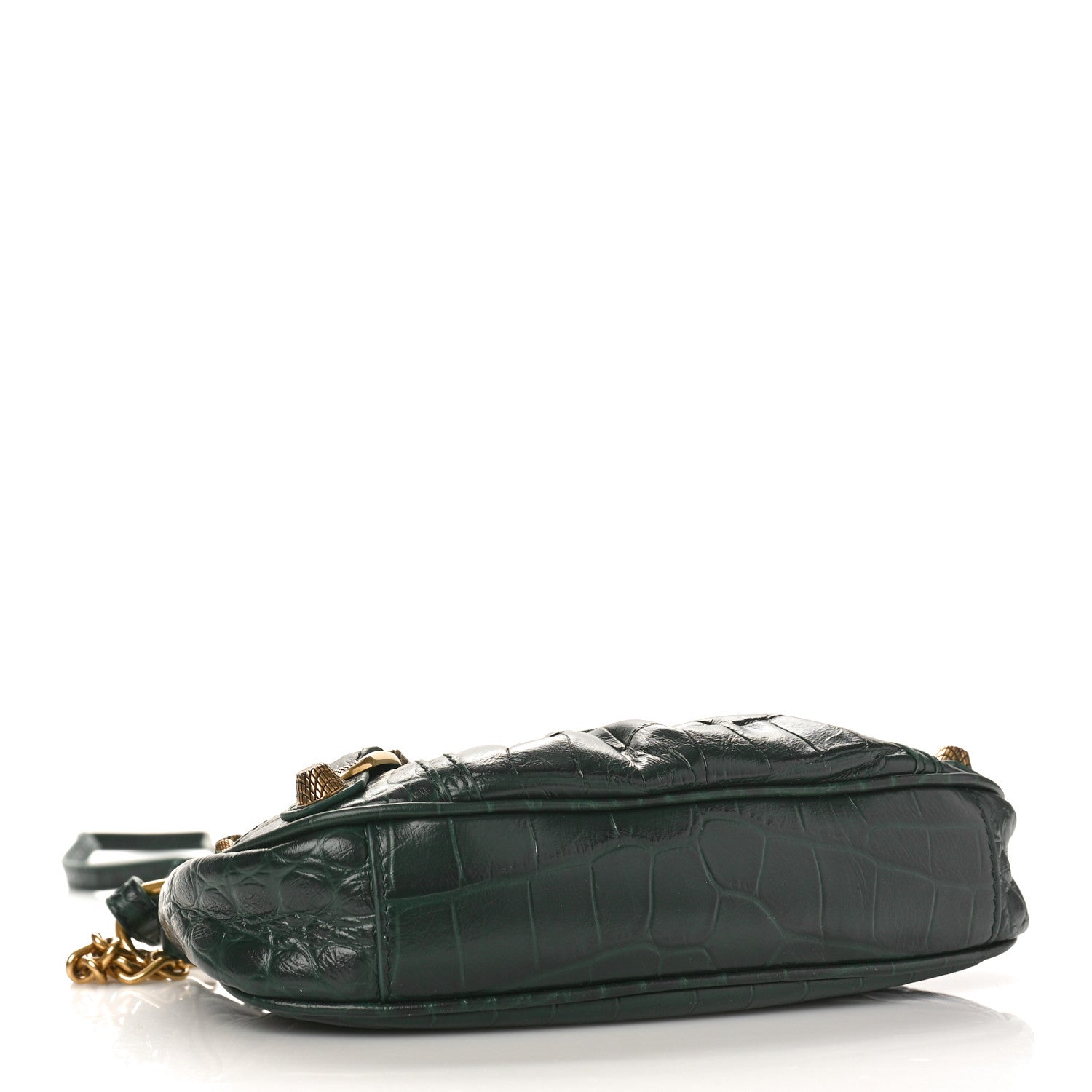 Balenciaga Extra Supple Calfskin Crocodile Embossed Mini Le Cagole Purse With Chain Forest Green 4 of 8