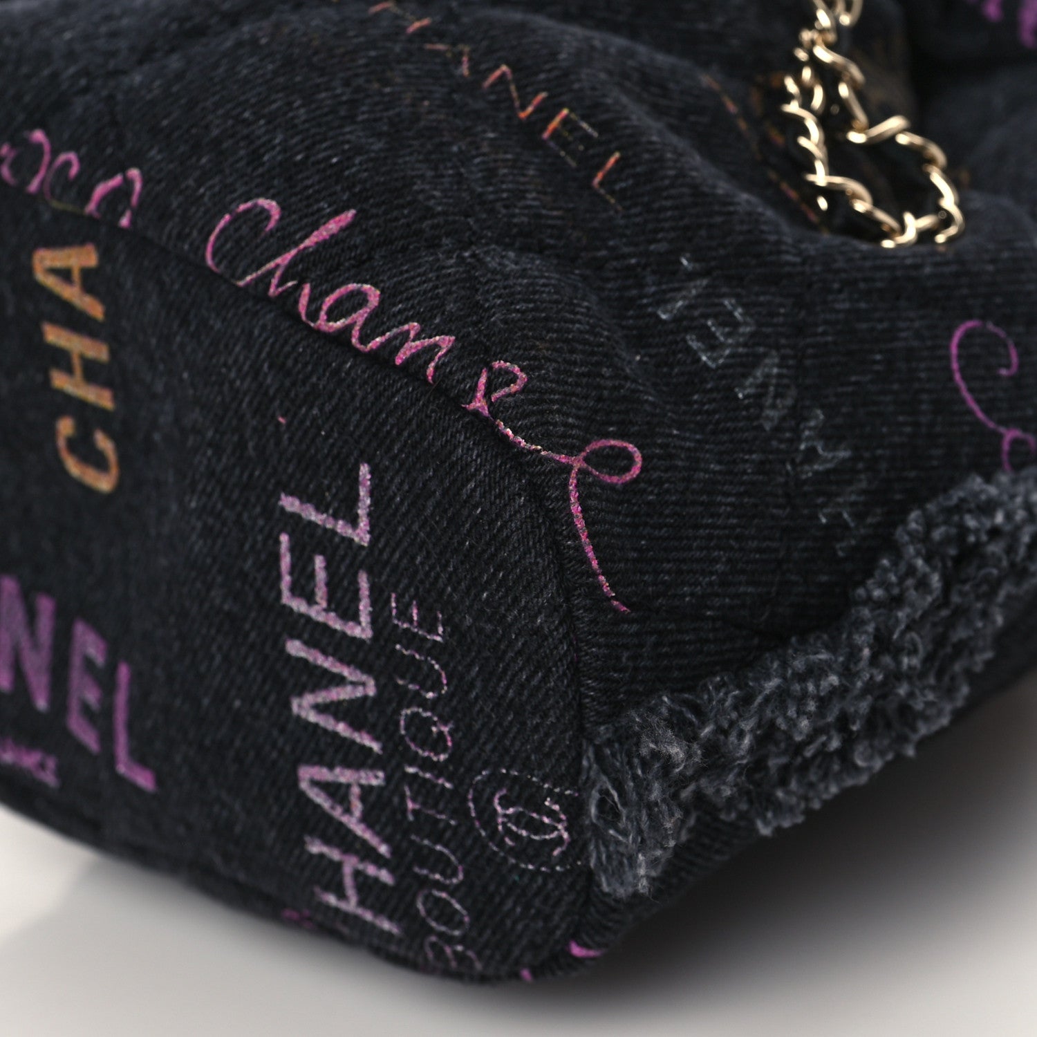 Chanel Denim Quilted Mood Small Bucket With Chain Black Multicolor 10 of 10