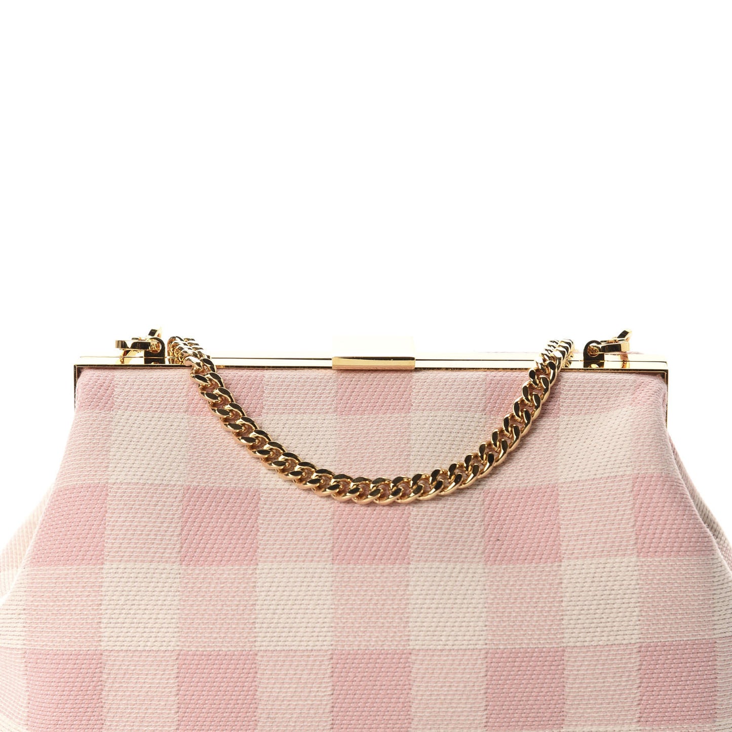Checker Canvas Mini Volume Chain Clutch Pink