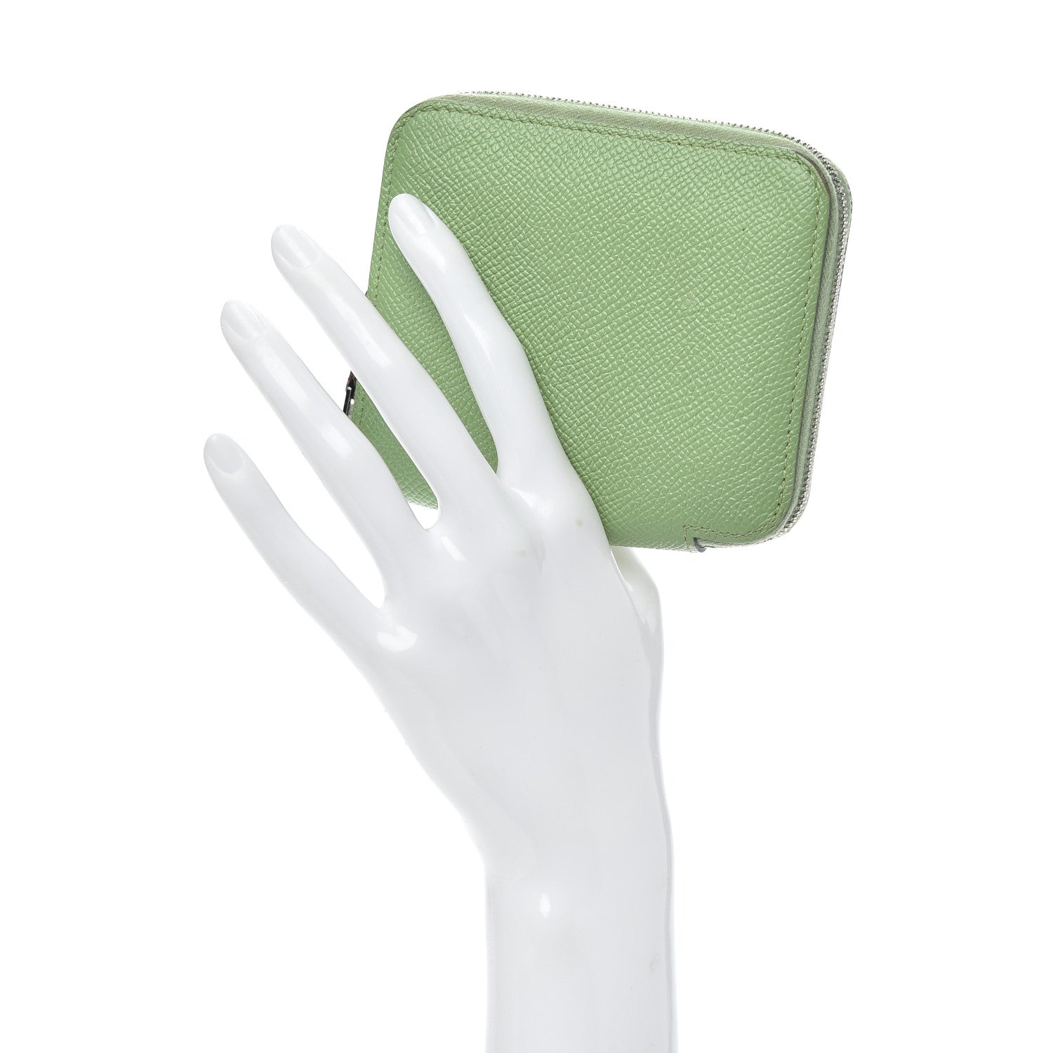 Hermes Epsom Silk'In Compact Wallet Vert Criquet 2 of 6