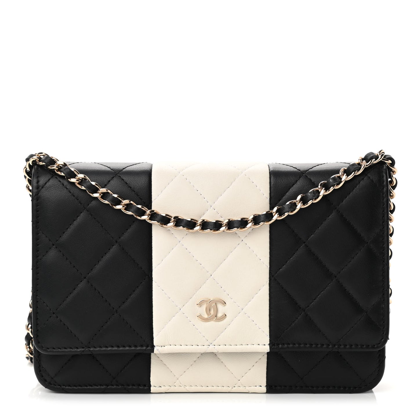 Lambskin Quilted Wallet On Chain WOC White Black