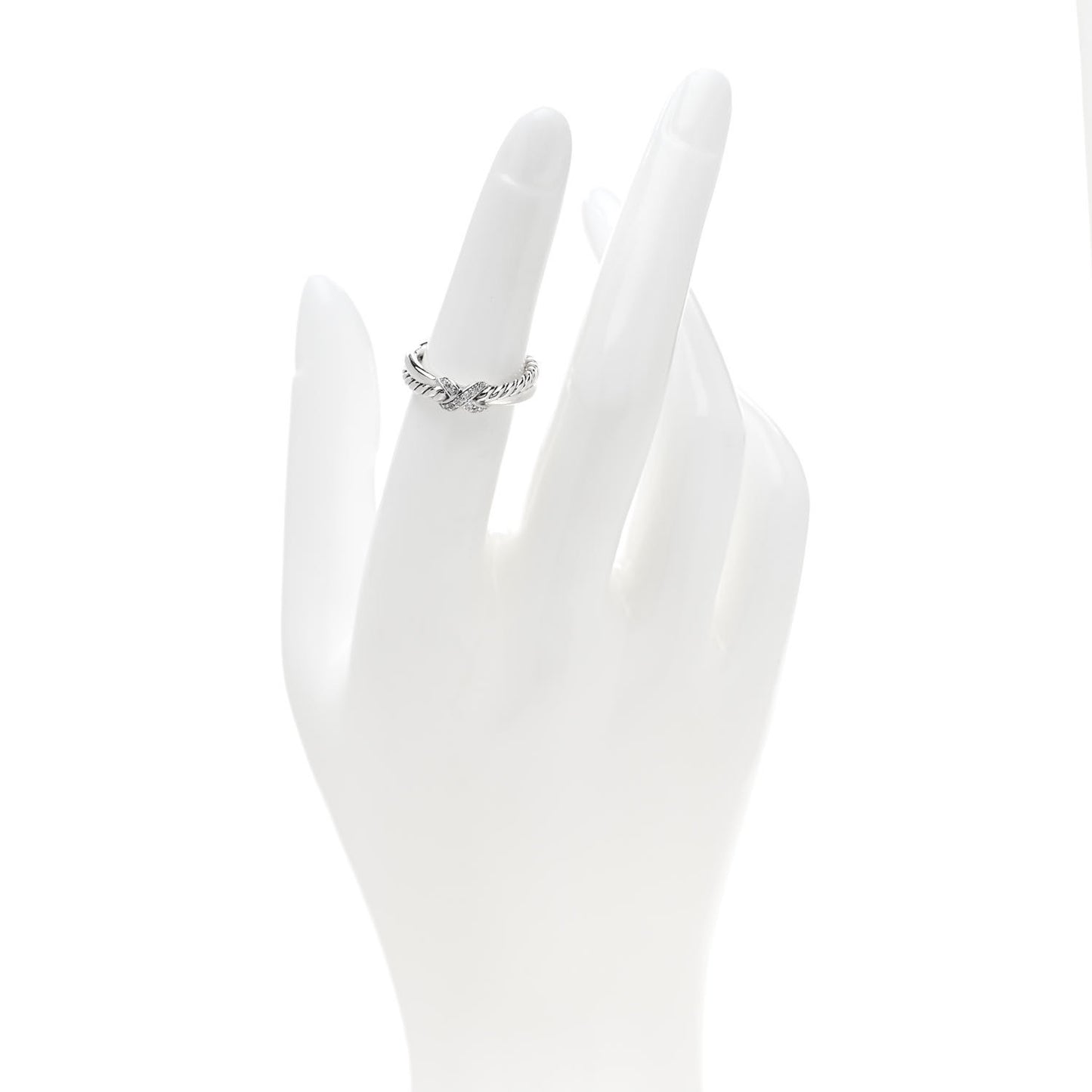 Sterling Silver Diamond Petite X Crossover Ring 49 5
