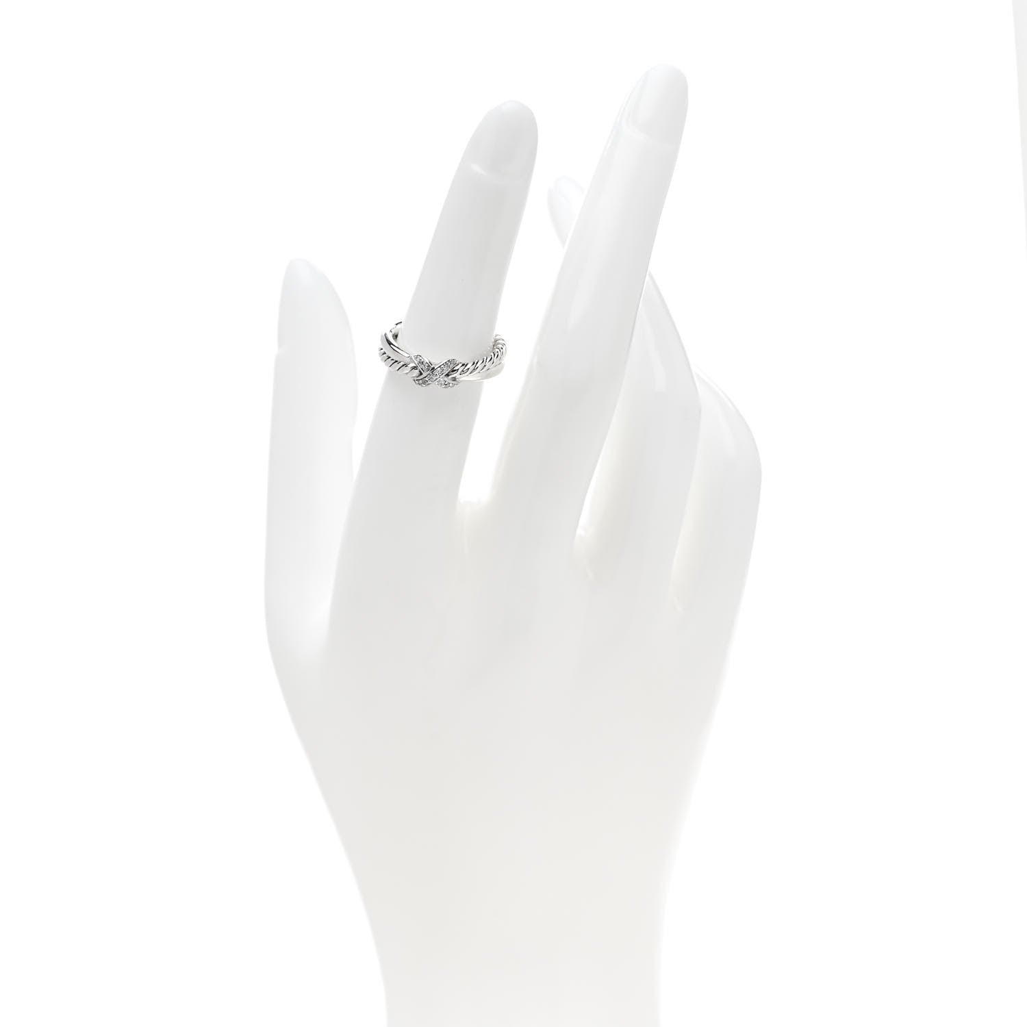 David Yurman Sterling Silver Diamond Petite X Crossover Ring 49 5 2 of 4