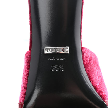 Gucci New Velvet Ashmir Regent Calfskin GG Monogram Square Toe Bow 45mm Slide Sandals 35.5 Red Grape 7 of 11