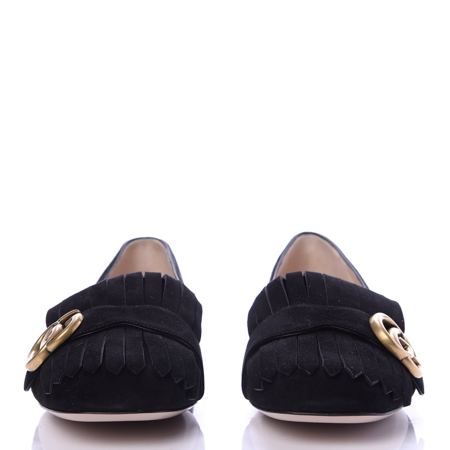 Gucci Kid Scamosciato GG Marmont Fringe Flats 40 Black 3 of 11