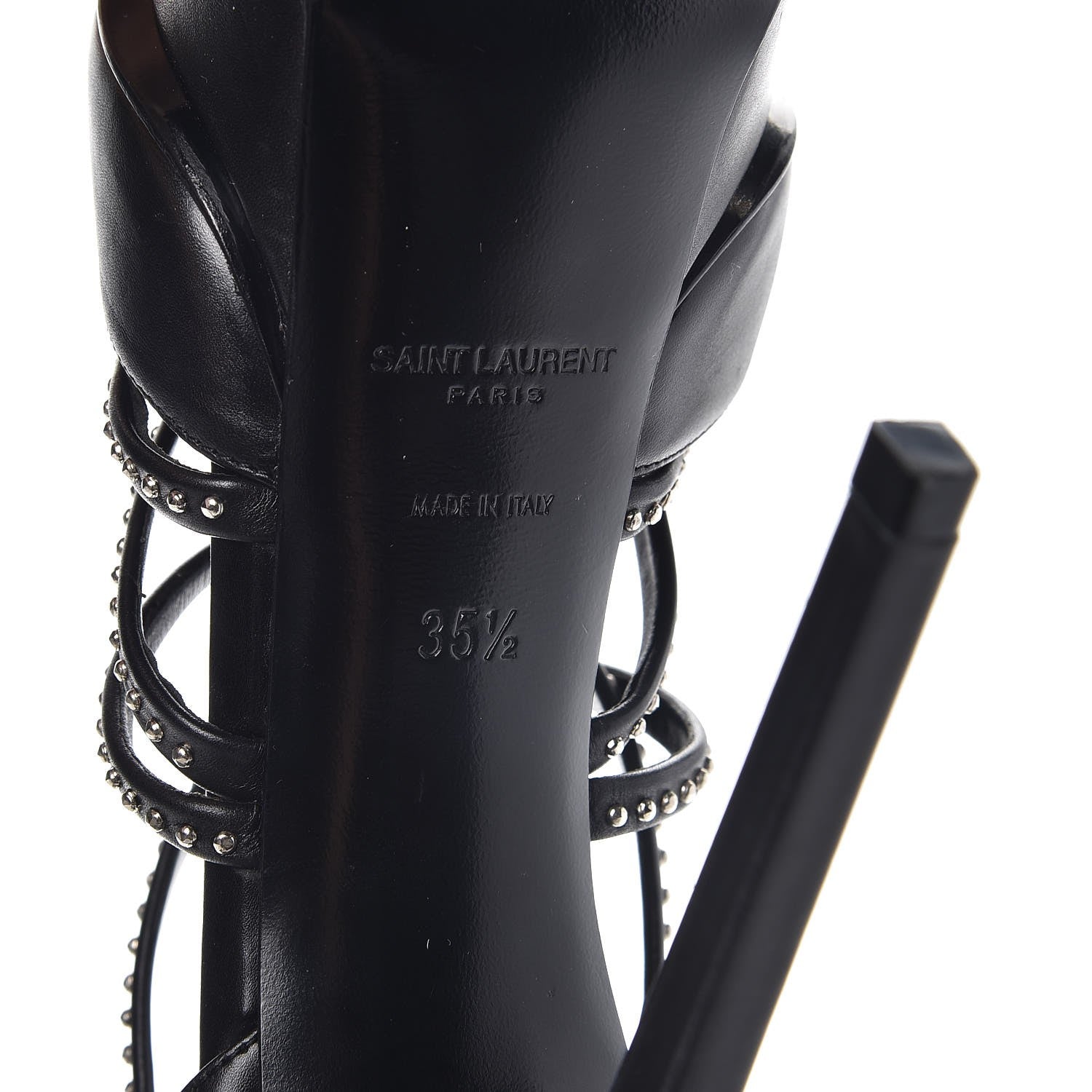 Saint Laurent Calfskin Studded Strap Janis 105 Pumps 35.5 Black 7 of 12