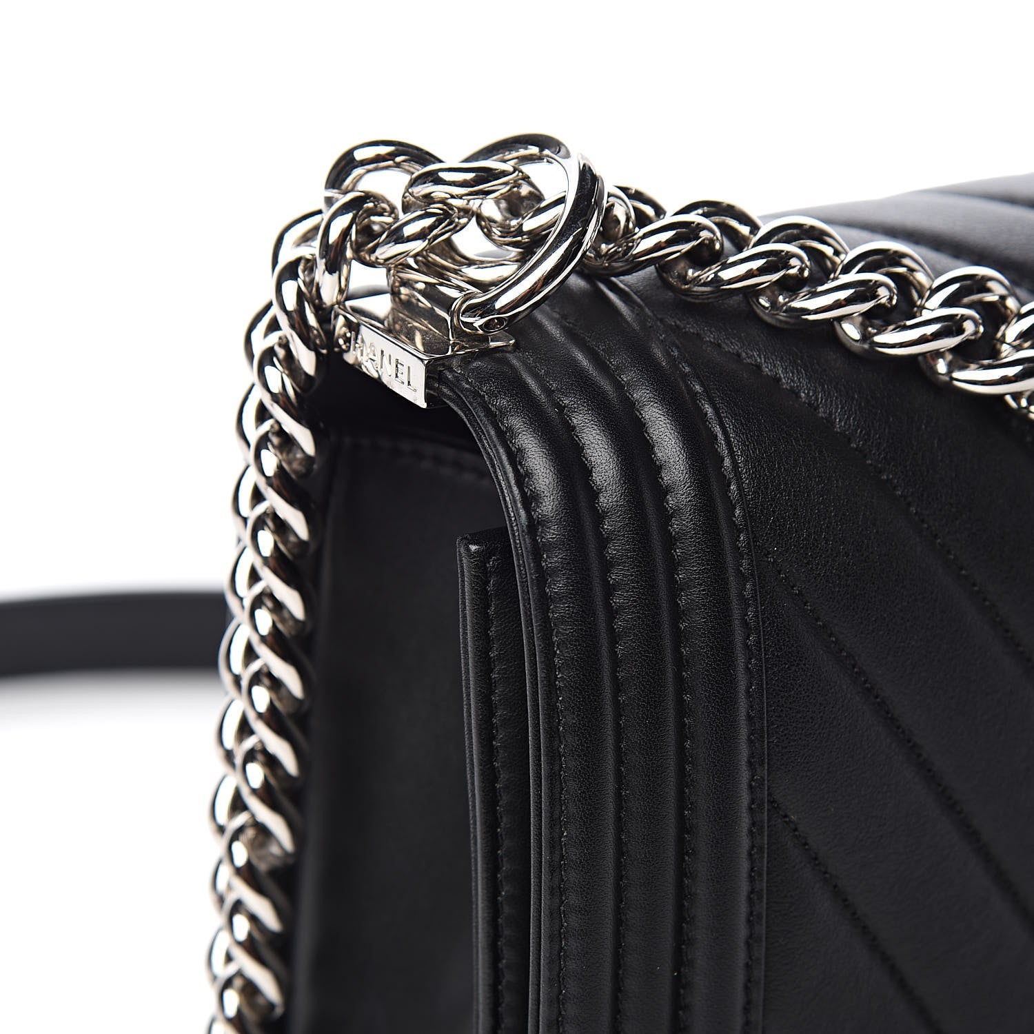 Chanel Calfskin Chevron Quilted New Medium Boy Flap Black 11 of 14