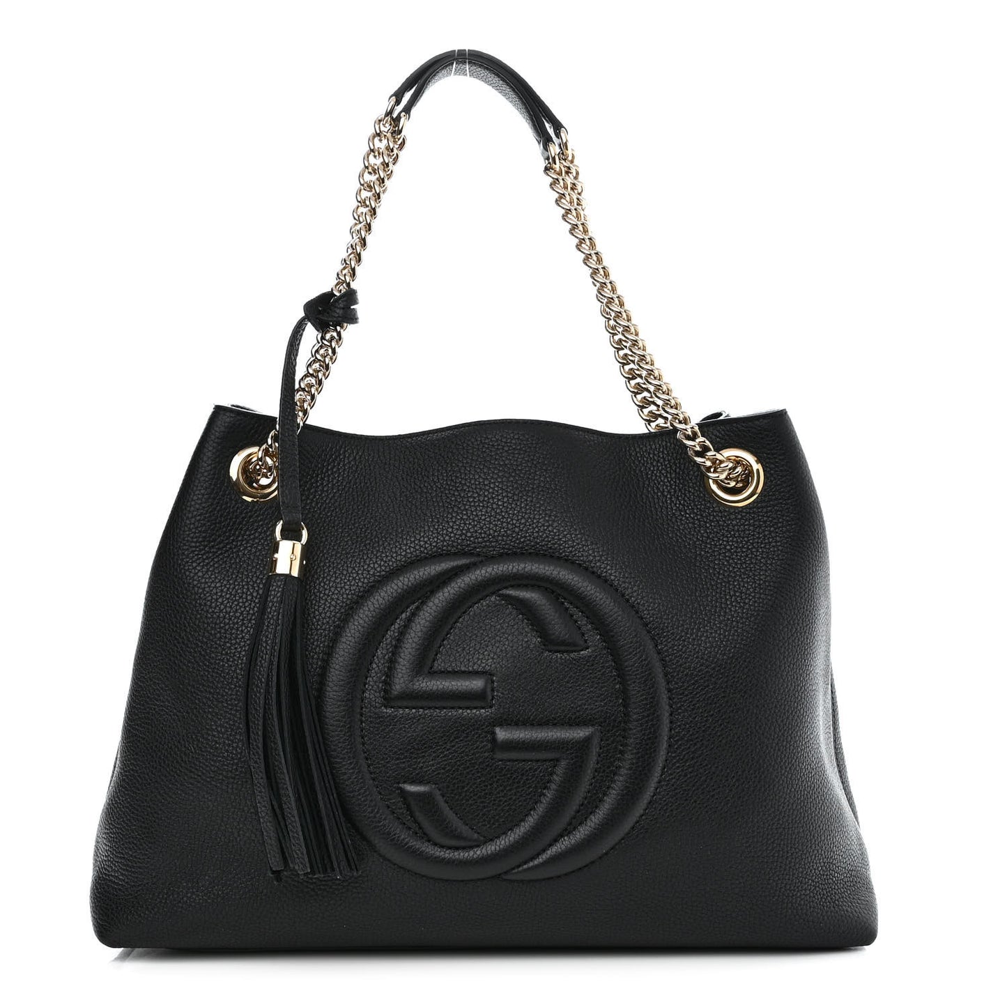 Pebbled Calfskin Medium Soho Chain Shoulder Bag Black