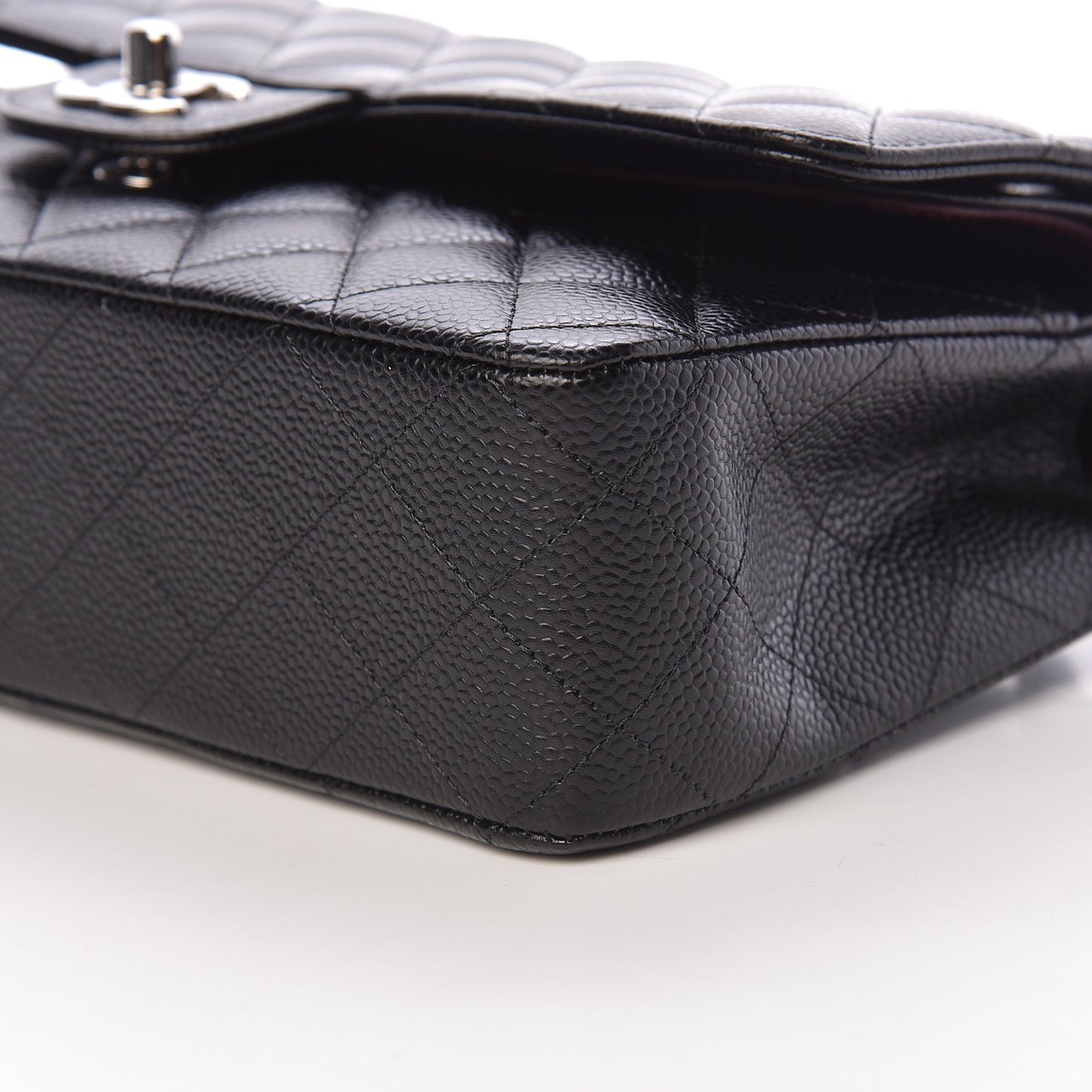 Caviar Quilted Medium Double Flap Black