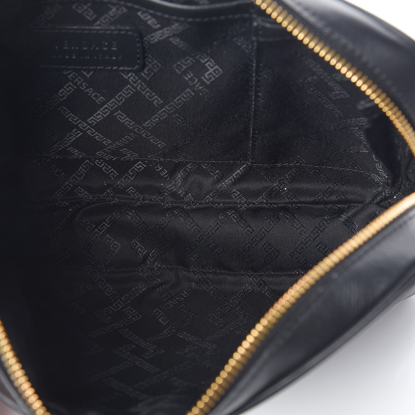 Calfskin Medusa Head Wrist Pochette Black