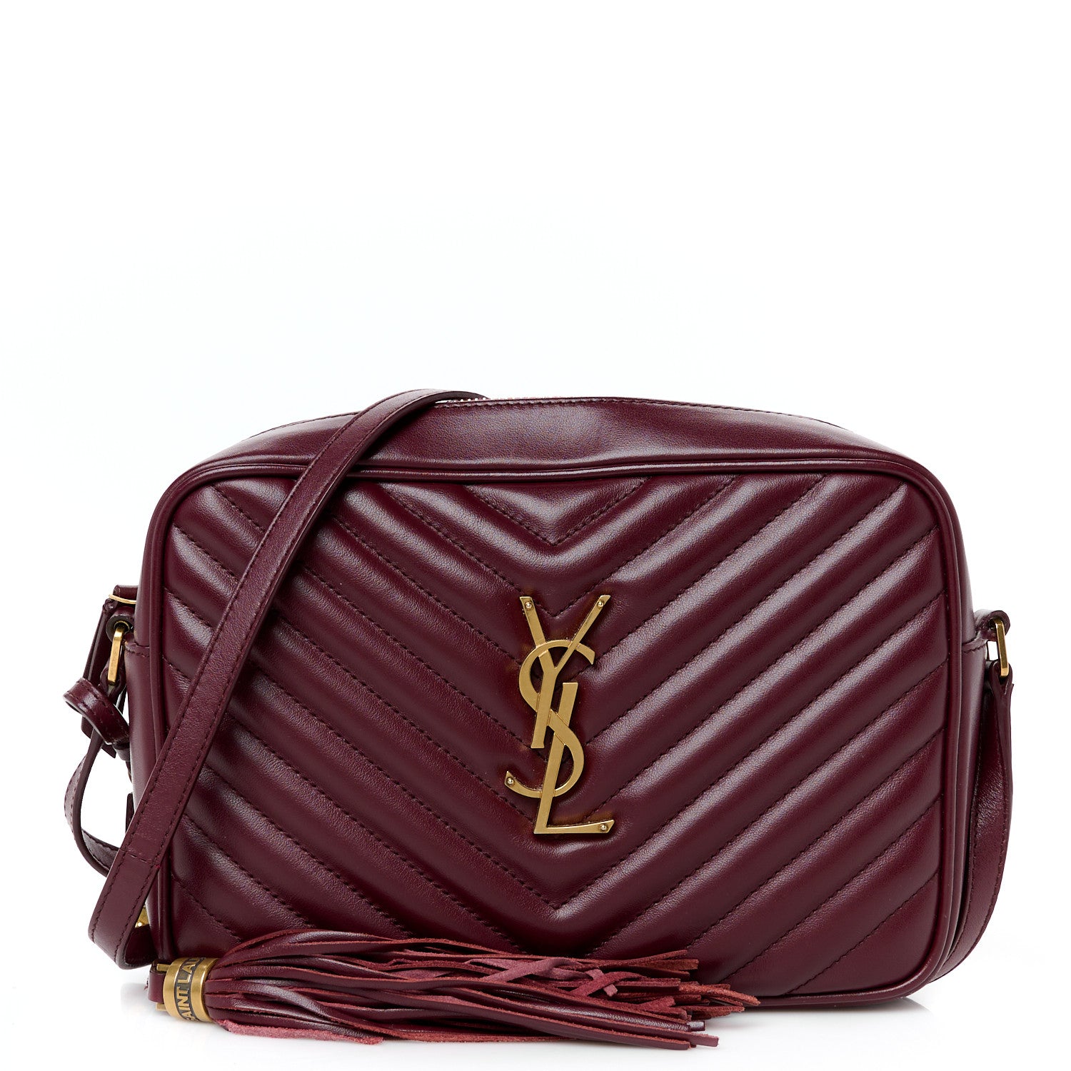 Saint Laurent Calfskin Matelasse Monogram Lou Camera Bag Dark Legion Red 1 of 10