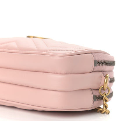 Gucci Calfskin Matelasse Mini GG Marmont Chain Crossbody Bag Perfect Pink 11 of 13