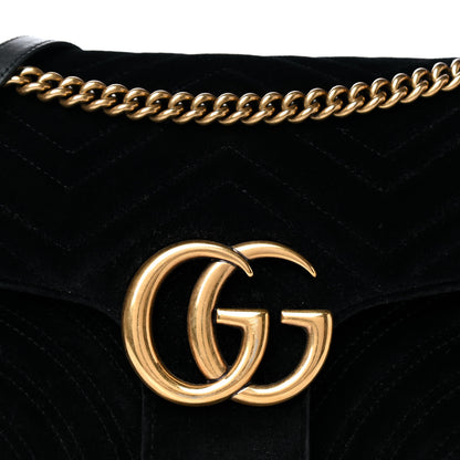 Gucci Velvet Matelasse Medium GG Marmont Shoulder Bag Black 8 of 14