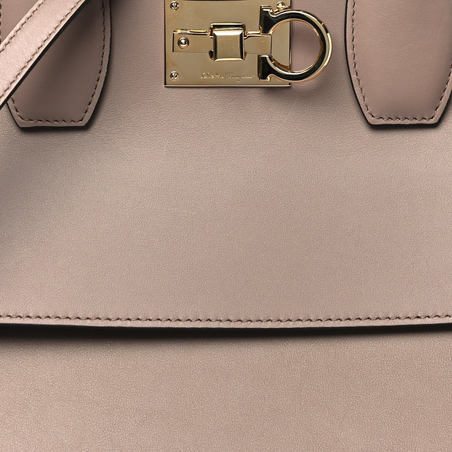 Salvatore Ferragamo Calfskin Large Studio Bag Fango 8 of 10