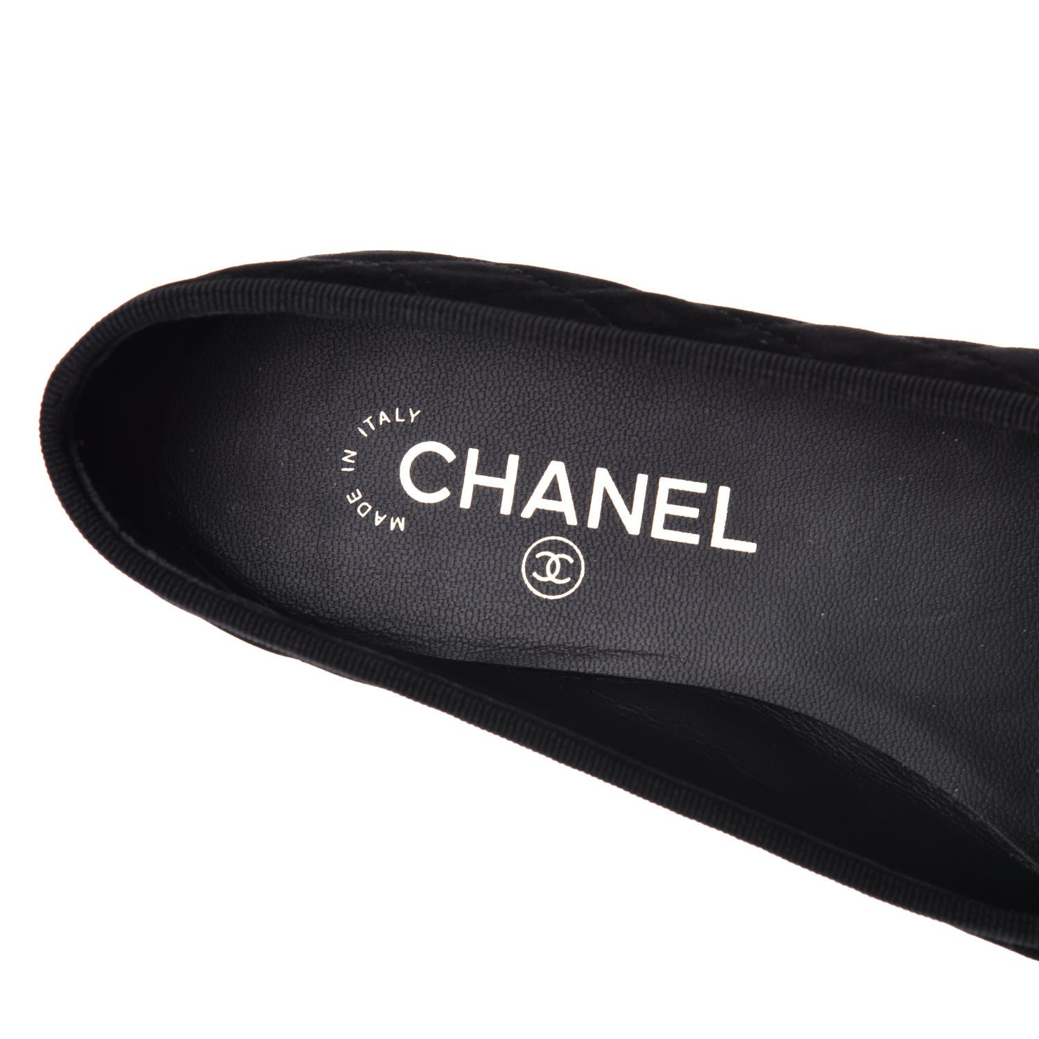 Chanel Suede Quilted Cap Toe CC Ballerina Flats 38 Black 7 of 9