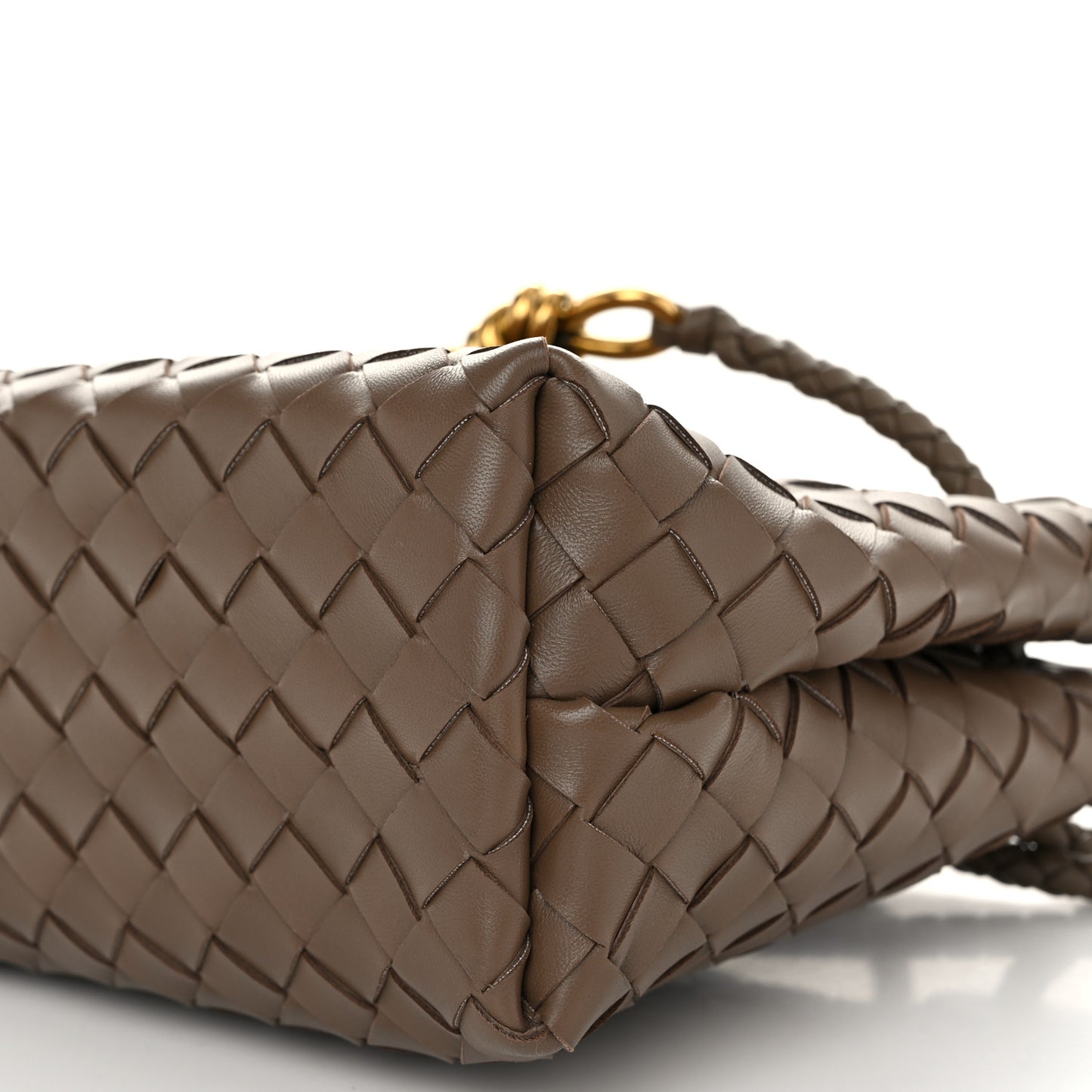 Nappa Intrecciato Small Andiamo Shoulder Bag Taupe Grey