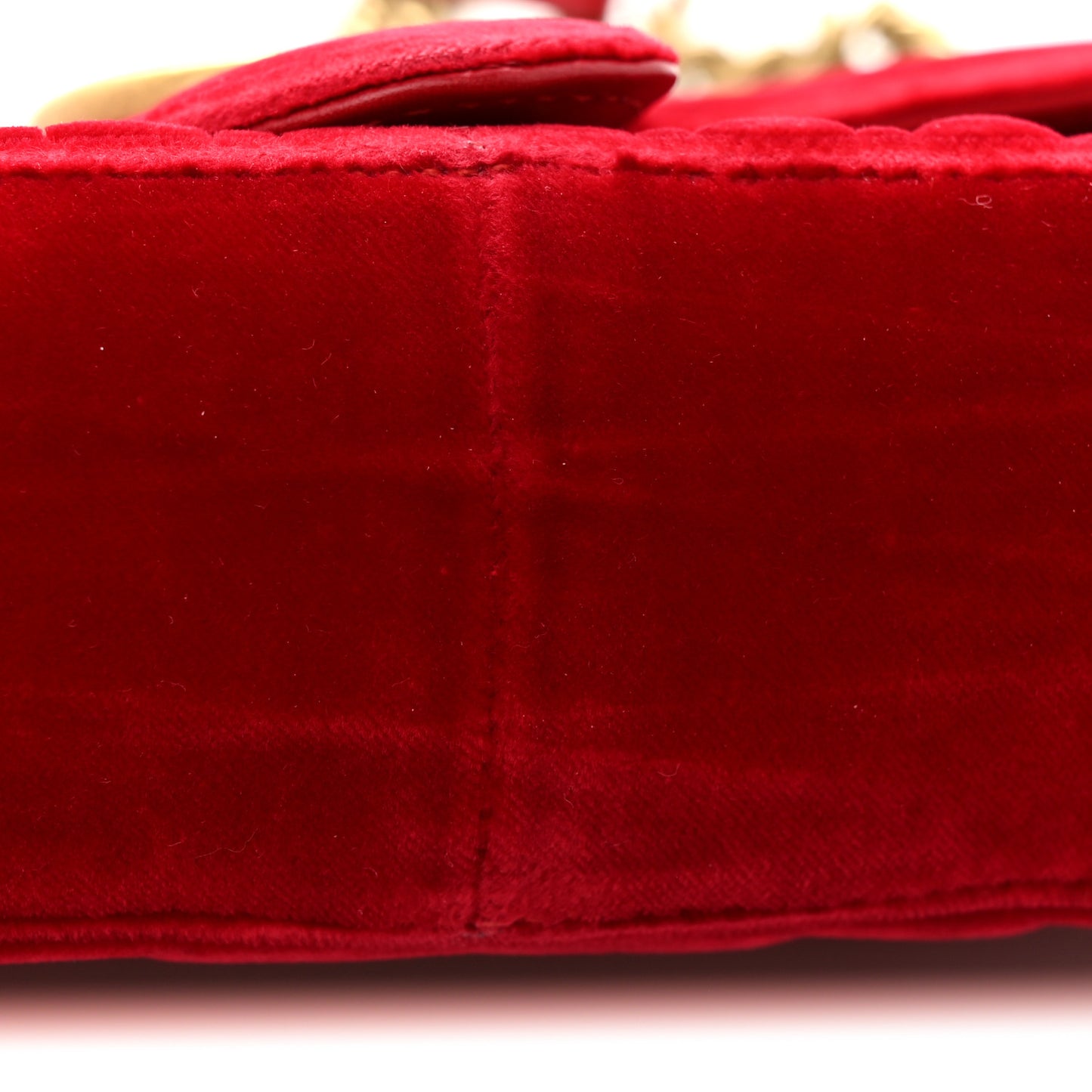 Velvet Matelasse Mini GG Marmont Shoulder Bag Hibiscus Red