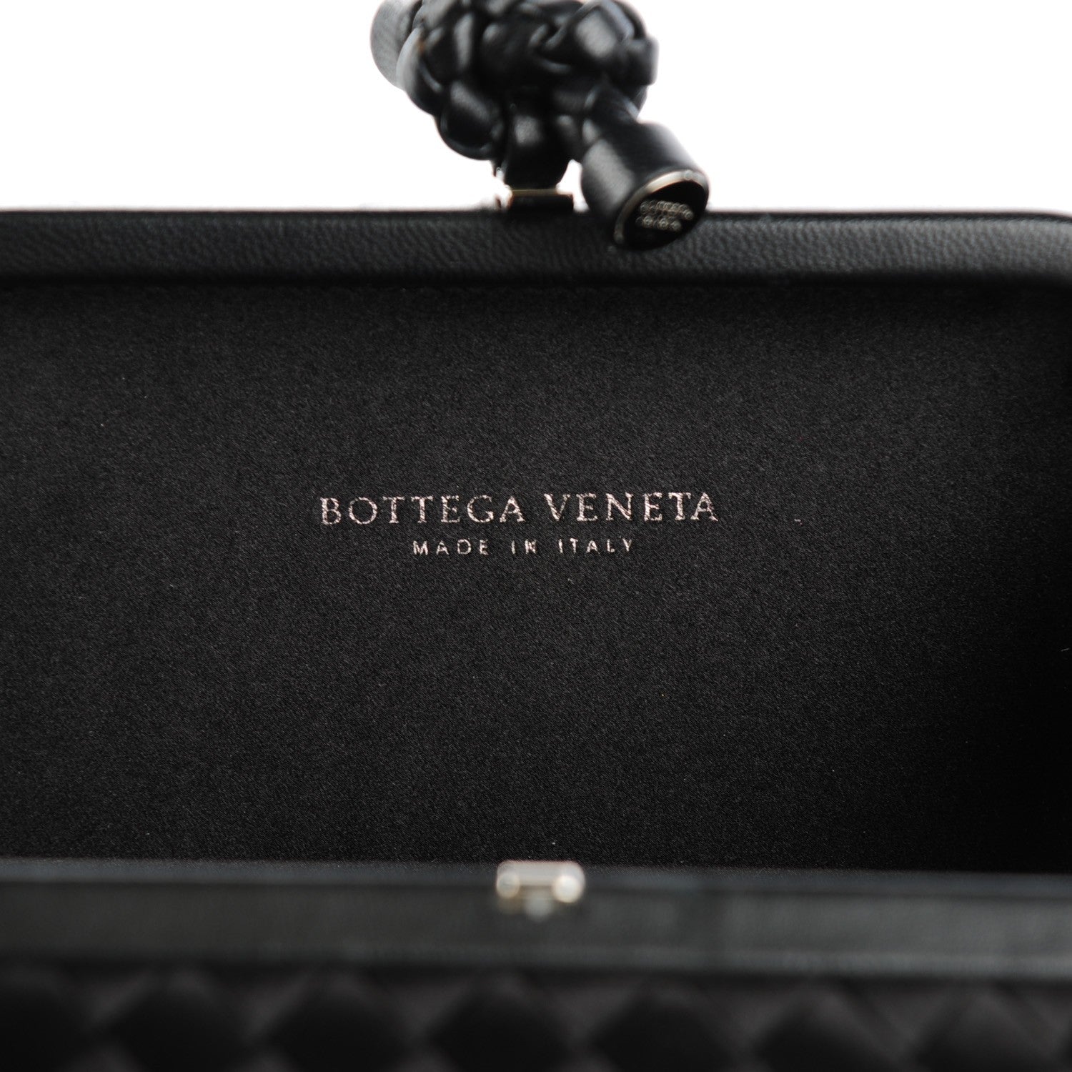 Bottega Veneta Satin Intreccio Impero Knot Clutch Black 6 of 6