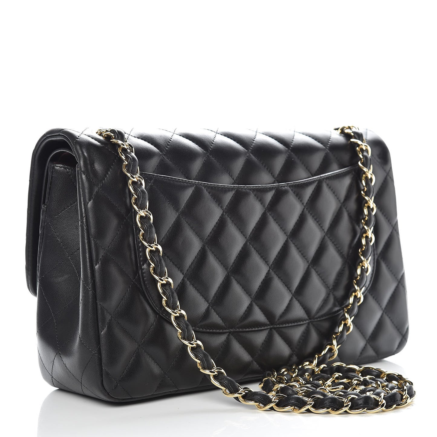 Lambskin Quilted Jumbo Double Flap Black
