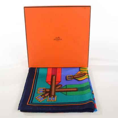 Hermes Silk Sangles Scarf 90 Bleu 3 of 6