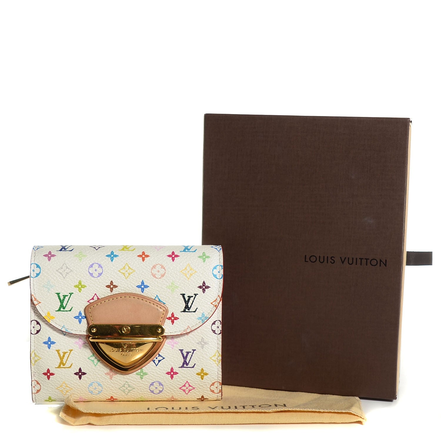 Louis Vuitton Monogram Multicolor Joey Wallet White Litchi 5 of 8