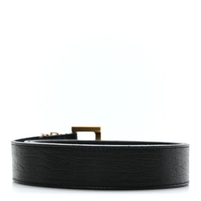 Saint Laurent Grained Lambskin Monogram Cassandre Square Buckle Belt 75 30 Black 2 of 5