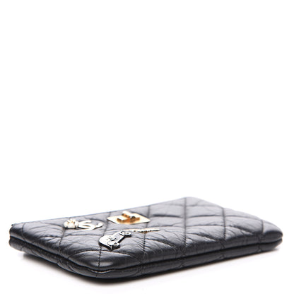 Chanel Aged Calfskin Charm Quilted Small Reissue Cosmetic Case Black 3 of 7