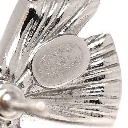 Chanel Crystal Pearl Bow CC Drop Earrings Silver 4 of 4
