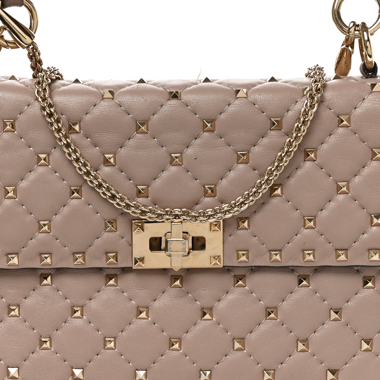 Lambskin Medium Rockstud Spike Shoulder Bag Poudre Poudre
