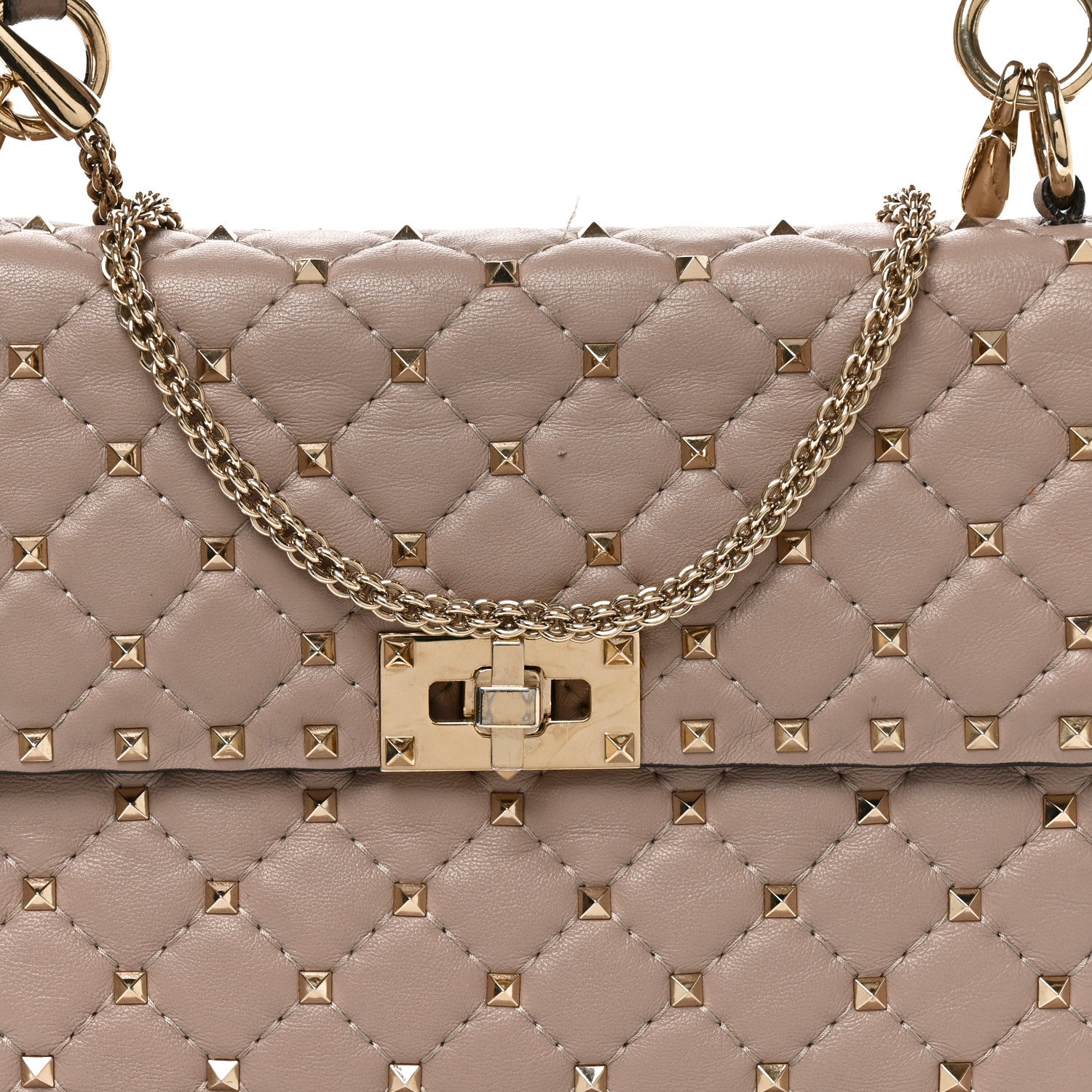 Valentino Garavani Lambskin Medium Rockstud Spike Shoulder Bag Poudre Poudre 7 of 10