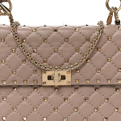 Valentino Garavani Lambskin Medium Rockstud Spike Shoulder Bag Poudre Poudre 7 of 10