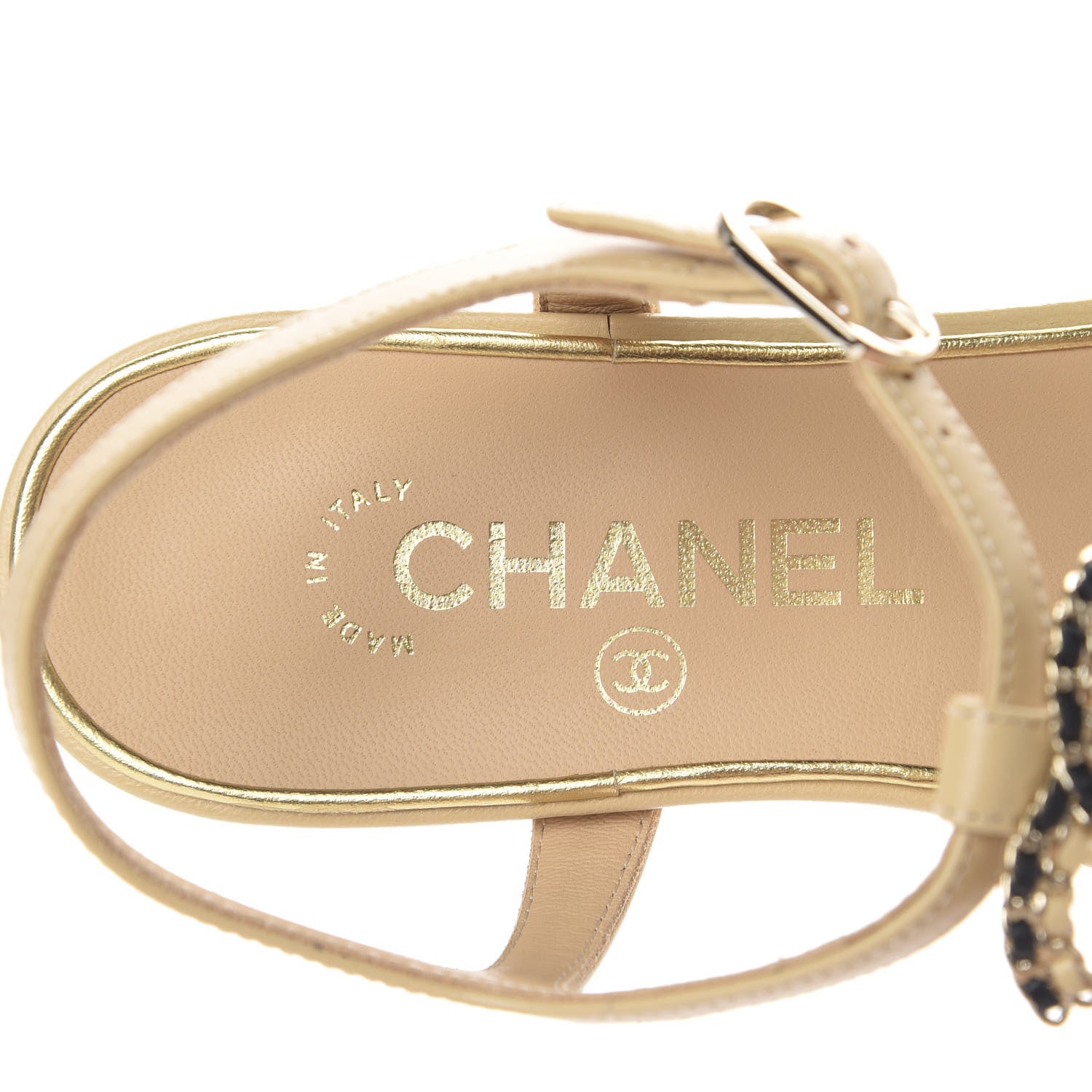 Chanel Lambskin CC Chain Thong Sandals 36 Beige 6 of 8