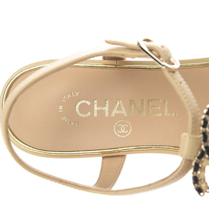 Chanel Lambskin CC Chain Thong Sandals 36 Beige 6 of 8