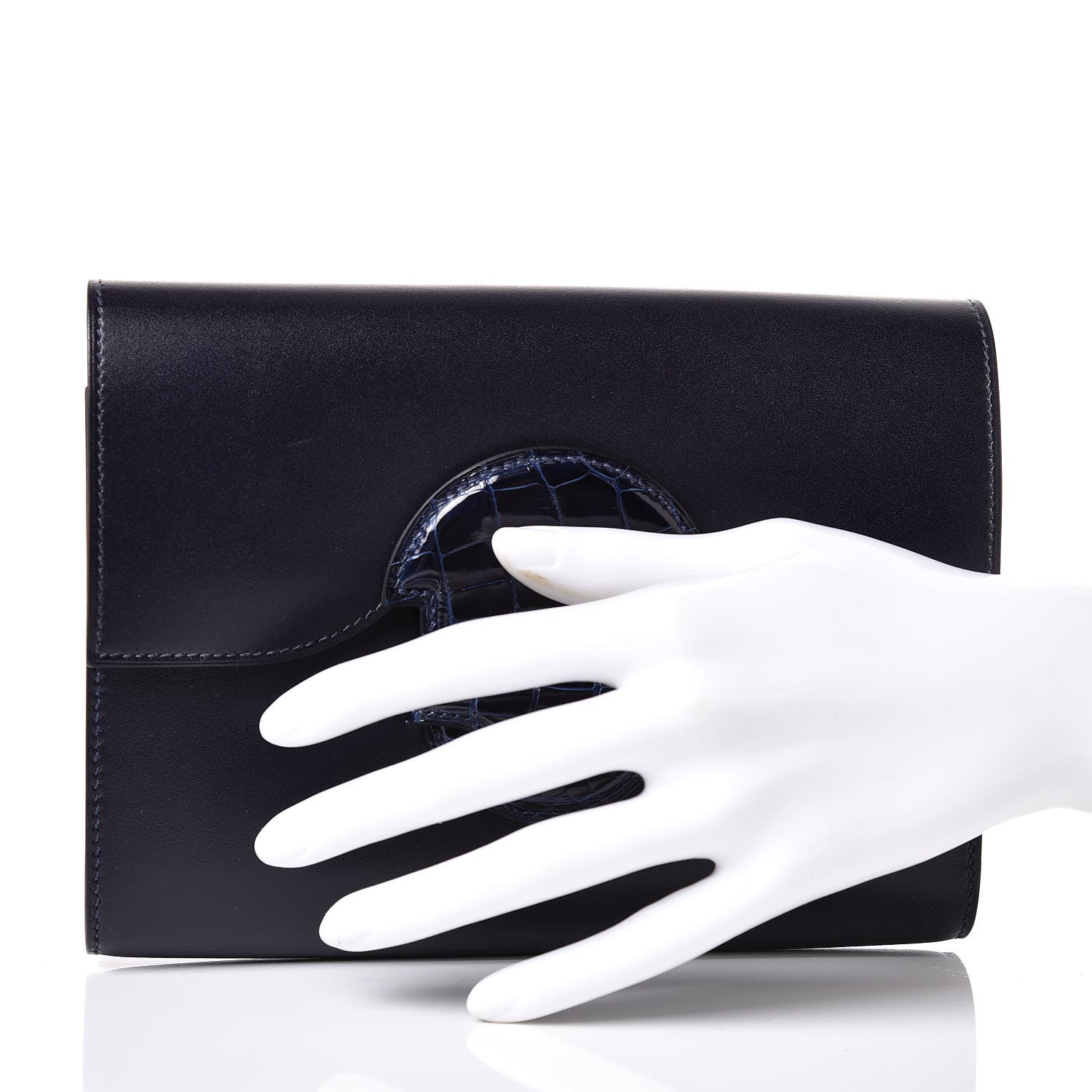 Hermes Villandry Calfskin Alligator 1938 Wallet 19 Bleu Nuit 2 of 8